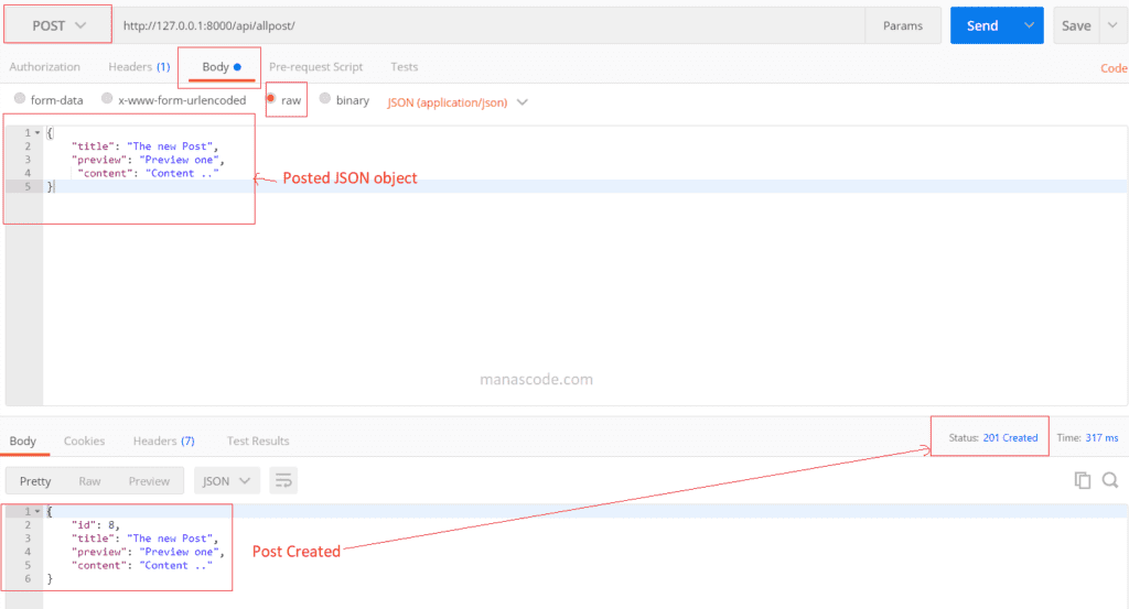 Create post with Django REST Framework manascode